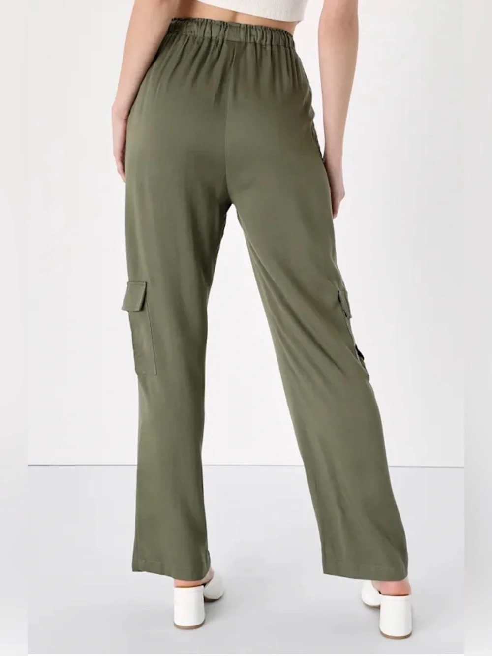 Lulu's Casually Modern Olive Green Straight Leg Cargo Pants